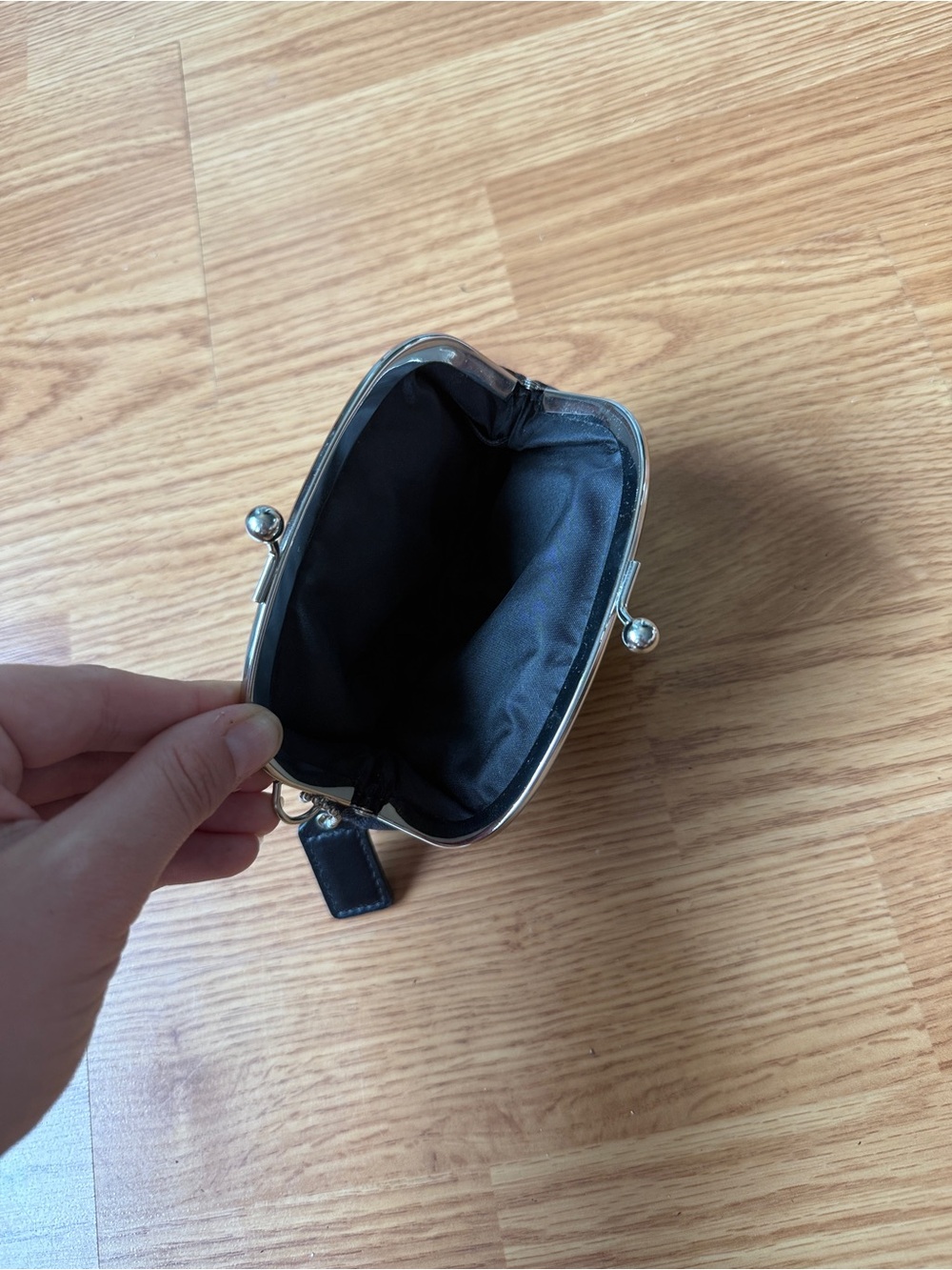 Coach Black Signature Canvas Kiss-Lock Coin Pouch - Gem